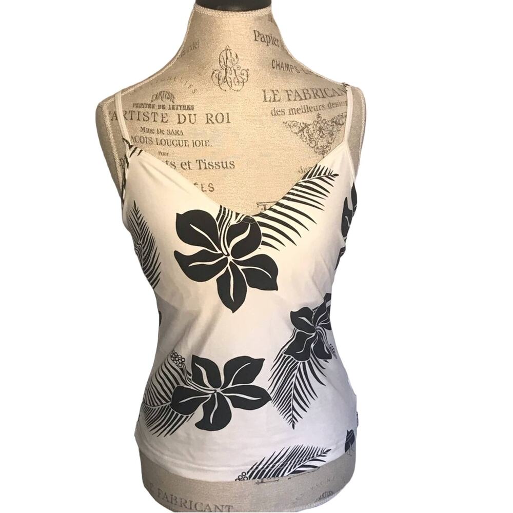 Seafolly Australia Black white floral tankini hibiscus Hawaii summer vacation 12